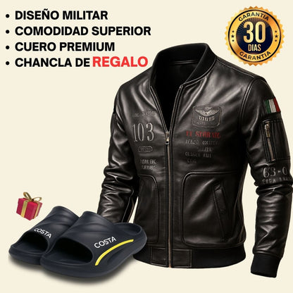Chaqueta BERLIN cuero PREMIUM + Chanclas de REGALO 🎁